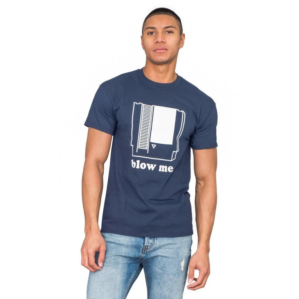 Nintendo Blow Me Navy Adult T Shirt