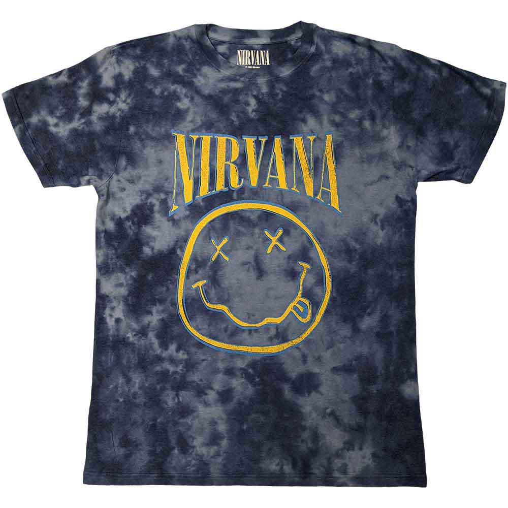 Nirvana Happy Face Blue Stroke Mens T Shirt