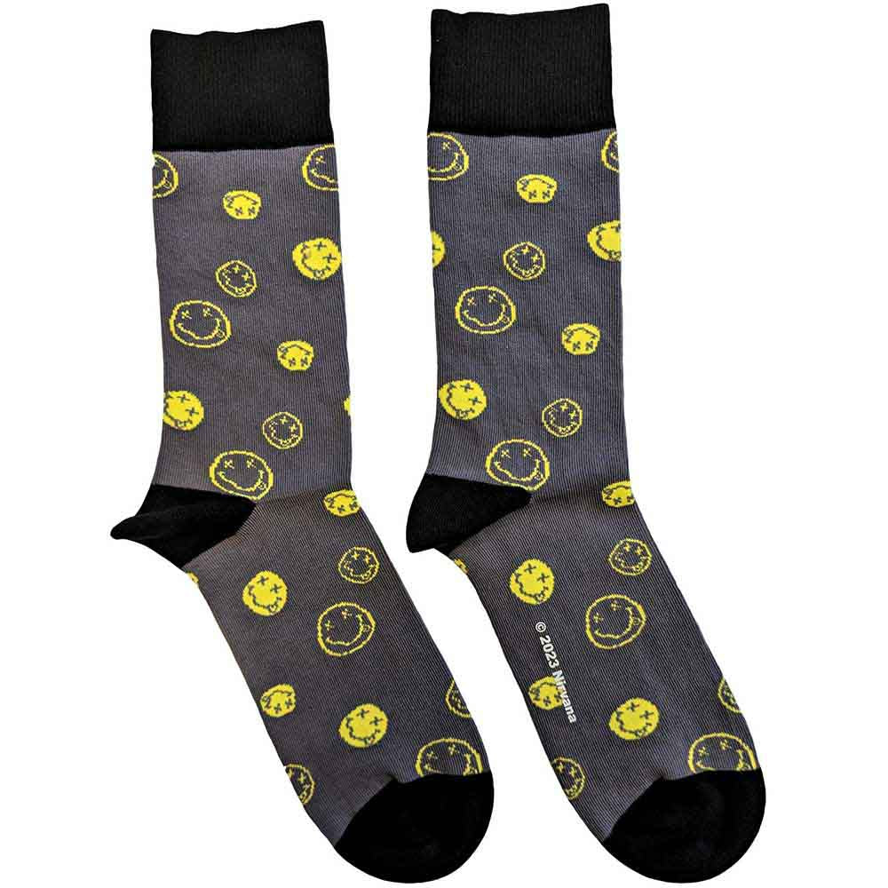 Nirvana Mixed Happy Faces Socks Grey
