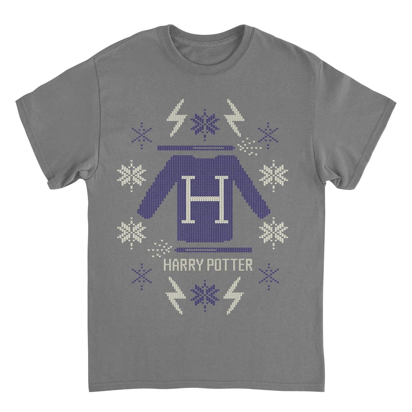 Harry Potter Blue Christmas Swetter Pattern Charcoal Mens T Shirt