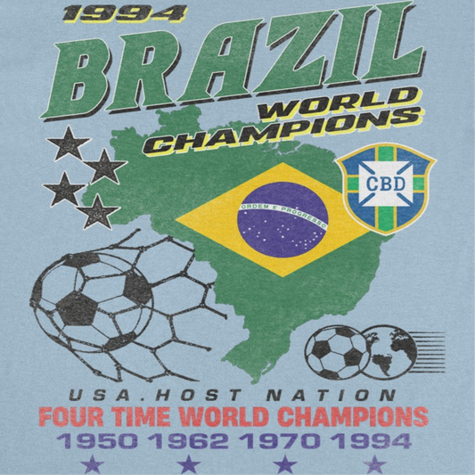 Toffs Retro Soccer Futbol Brazil World Mens T Shirt Light Blue