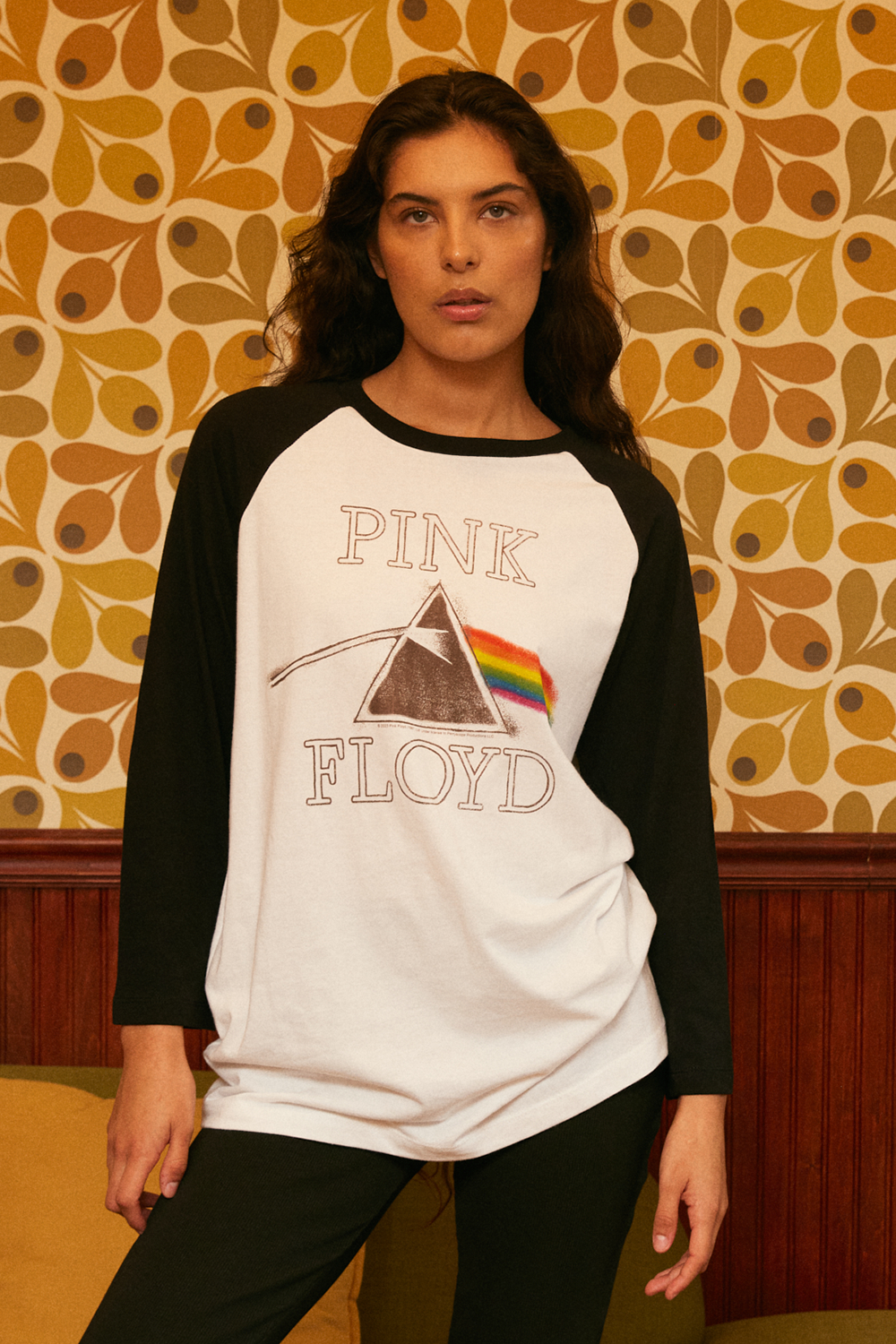 Pink Floyd Womens Raglan Long Sleeve Baseball Tee T Shirt White Black