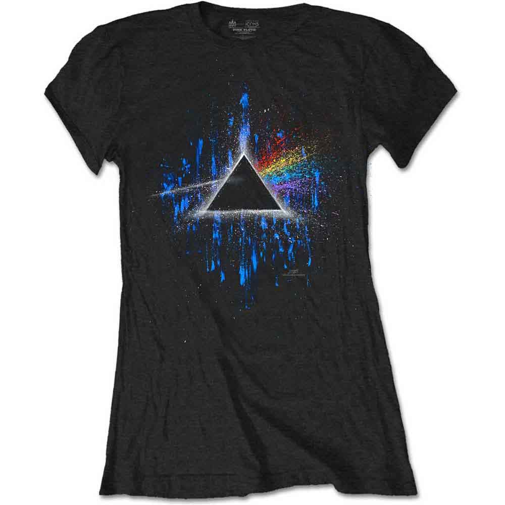Pink Floyd Dark Side of the Moon Blue Splatter Womens T Shirt
