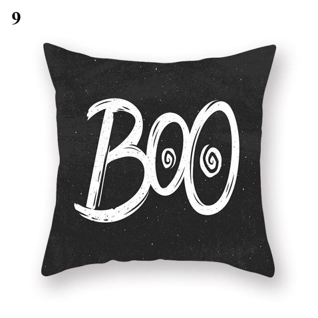 Halloween Series Peach Skin Pillowcase Black White Skull