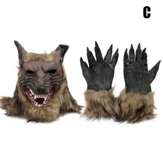Halloween Latex Rubber Wolf Head Hair Mask