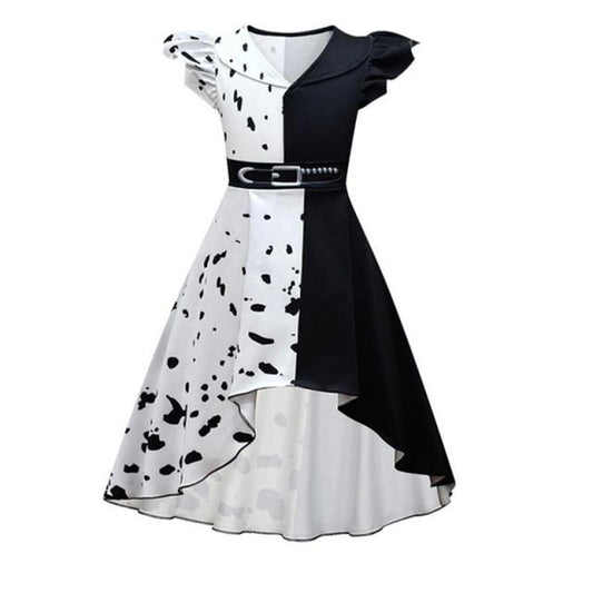 Cruella Cosplay Costume Children Scary Outfit