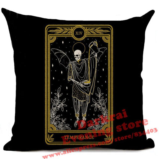 Witchcraft Tarot Style Cushion Cover Horror Pattern