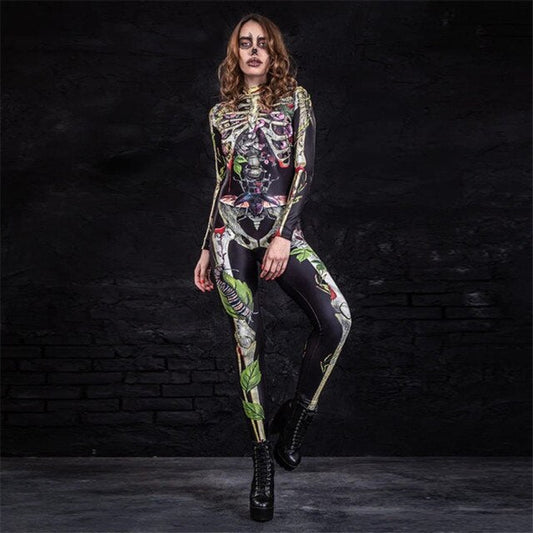 Scary Costume Jumpsuit for Women Skeleton Bodysuit