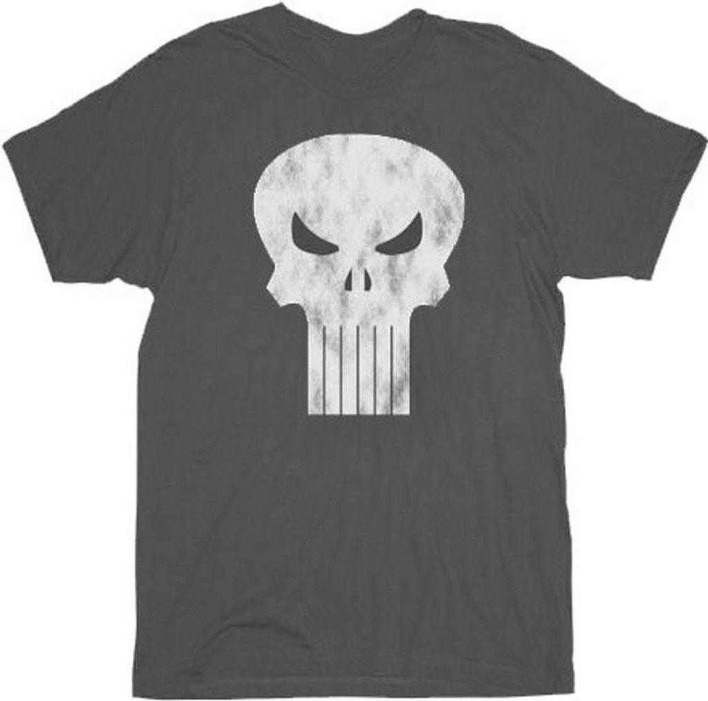 Punisher Charcoal Gray Distressed Logo T Shirt