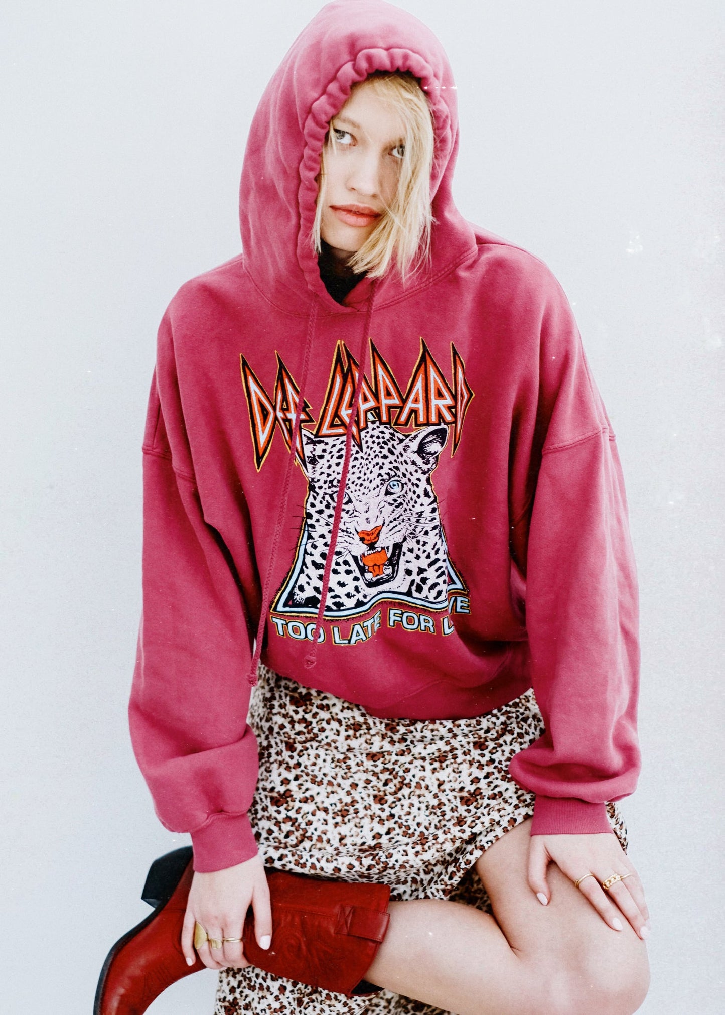 Def Leppard Too Late For Love Womens Oversized Hoodie Sweatshirt Purple by Daydreamer LA