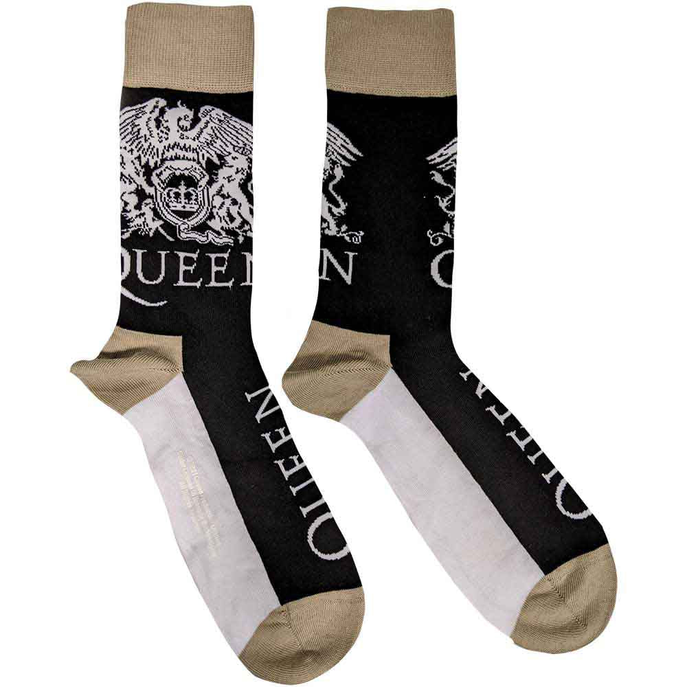 Queen Crest & Logo Socks Black