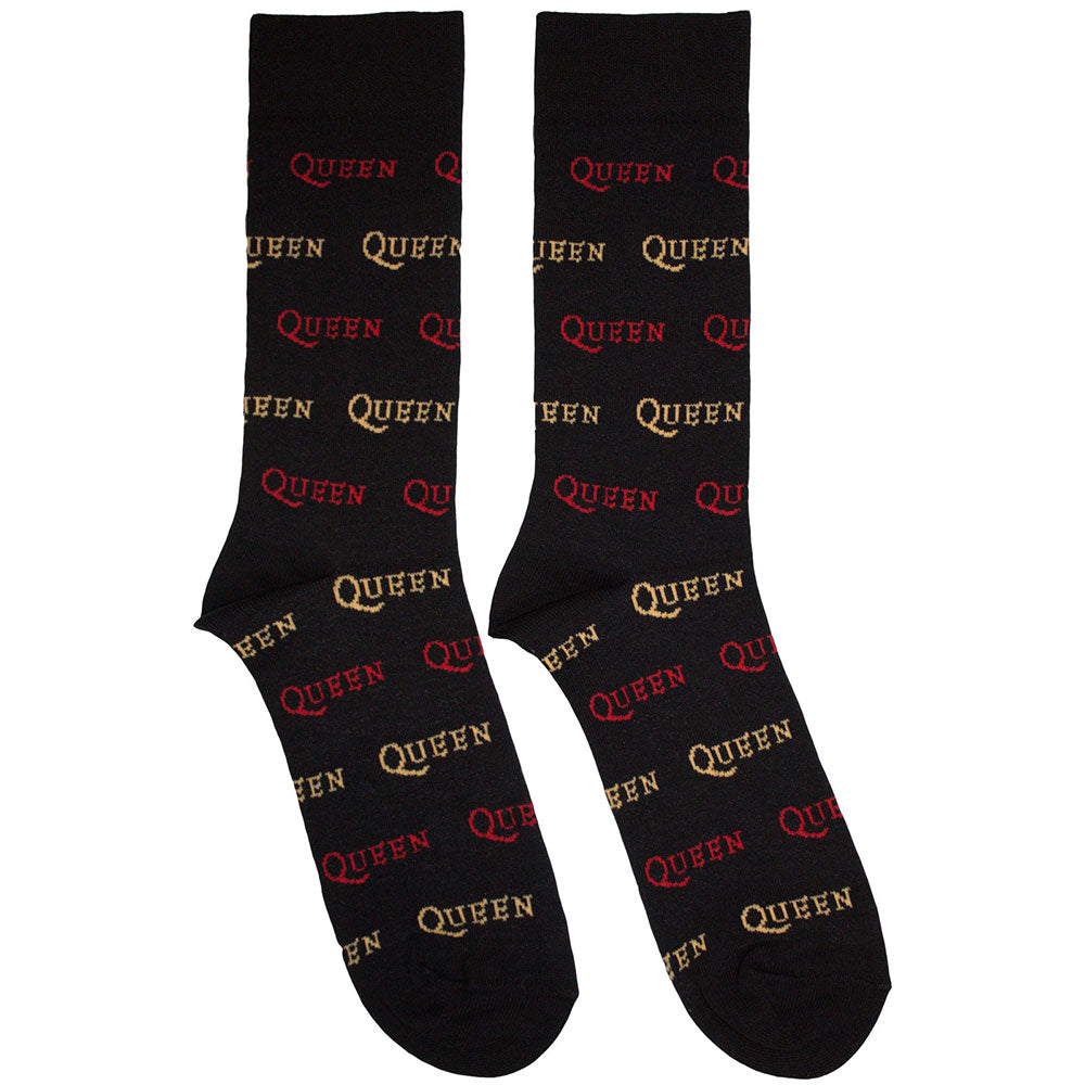 Queen Logo Repeat Colour Socks Black