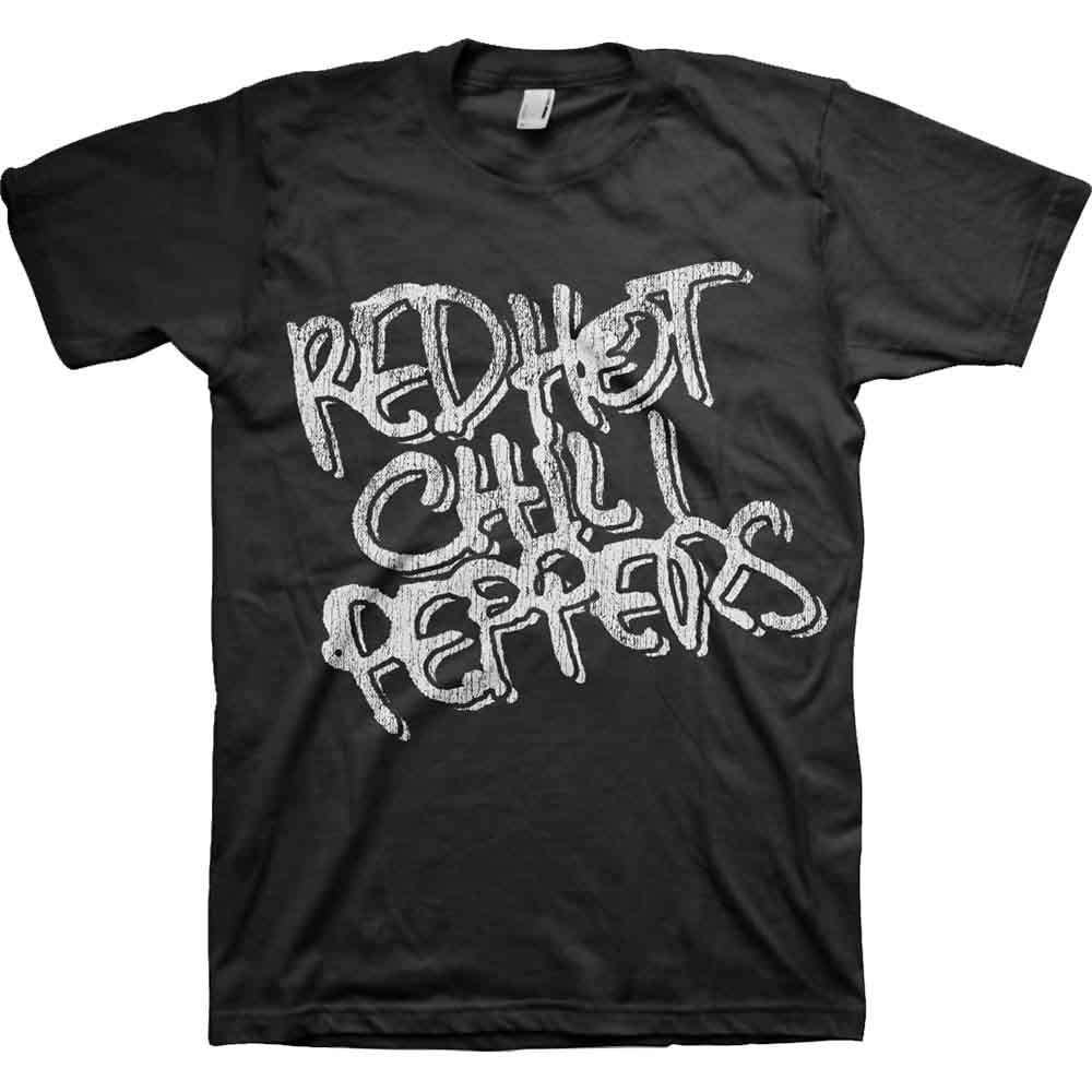 RED HOT CHILI PEPPERS Black & White Logo Mens T Shirt