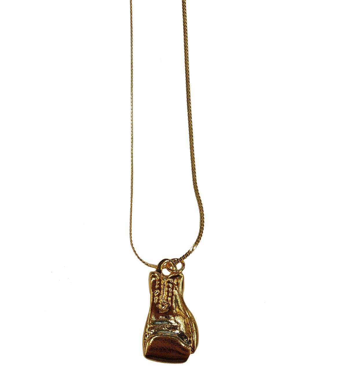 Rocky Golden Glove Pendant 18 inch Chain necklace