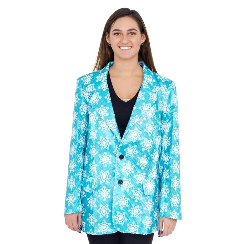 Sequin Snowflakes Blazer Jacket