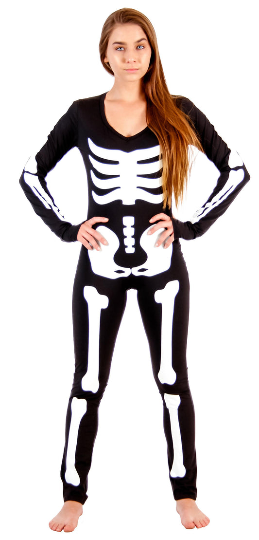 Lady Skeleton Body Suit Spandex Costume