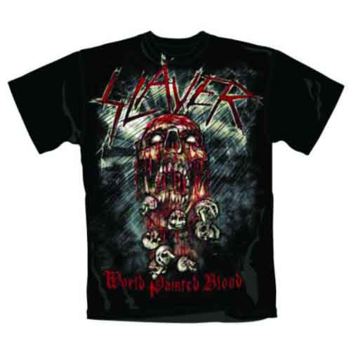SLAYER World Painted Blood Skull Mens T Shirt