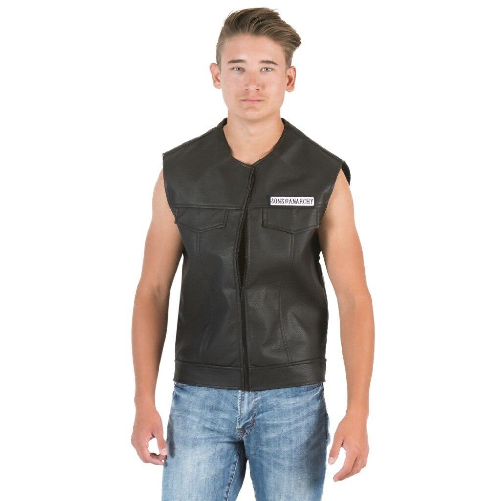 SOA Black Leather Highway Biker Vest