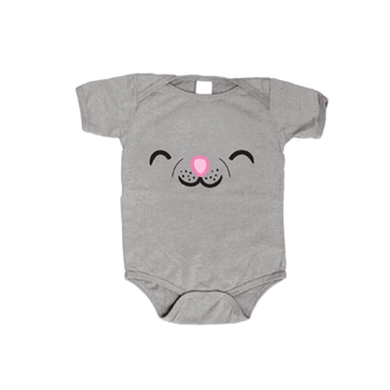 Soft Kitty Face Costume Ash Grey Infant Baby Onesie Romper