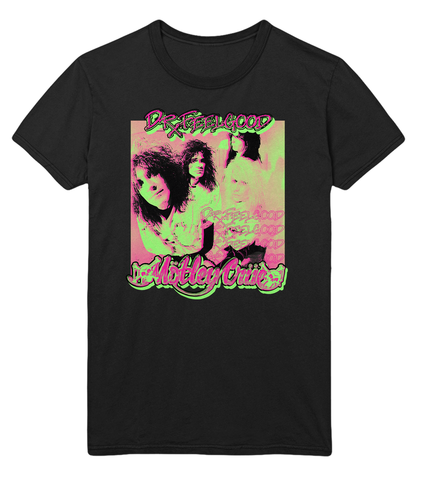 Motley Crue Neon Trip Dr. Feelgood Jumbo Print Mens T Shirt