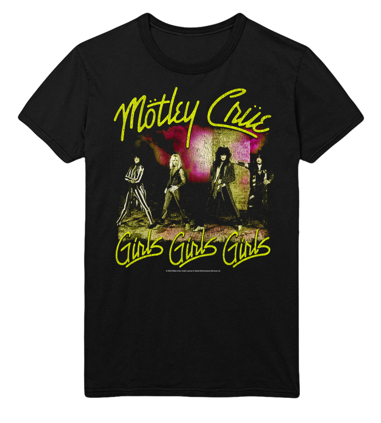 Motley Crue Yellow Girls Jumbo Print Mens T Shirt