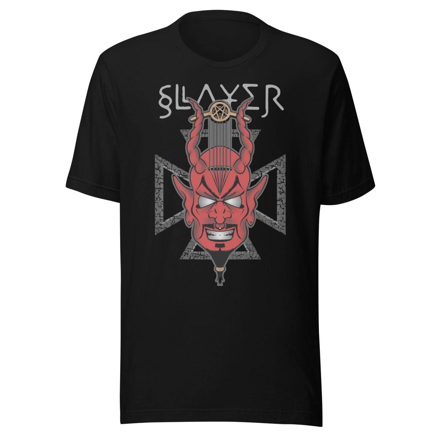 Slayer Devil's Horns Vintage Jumbo Print Mens T Shirt