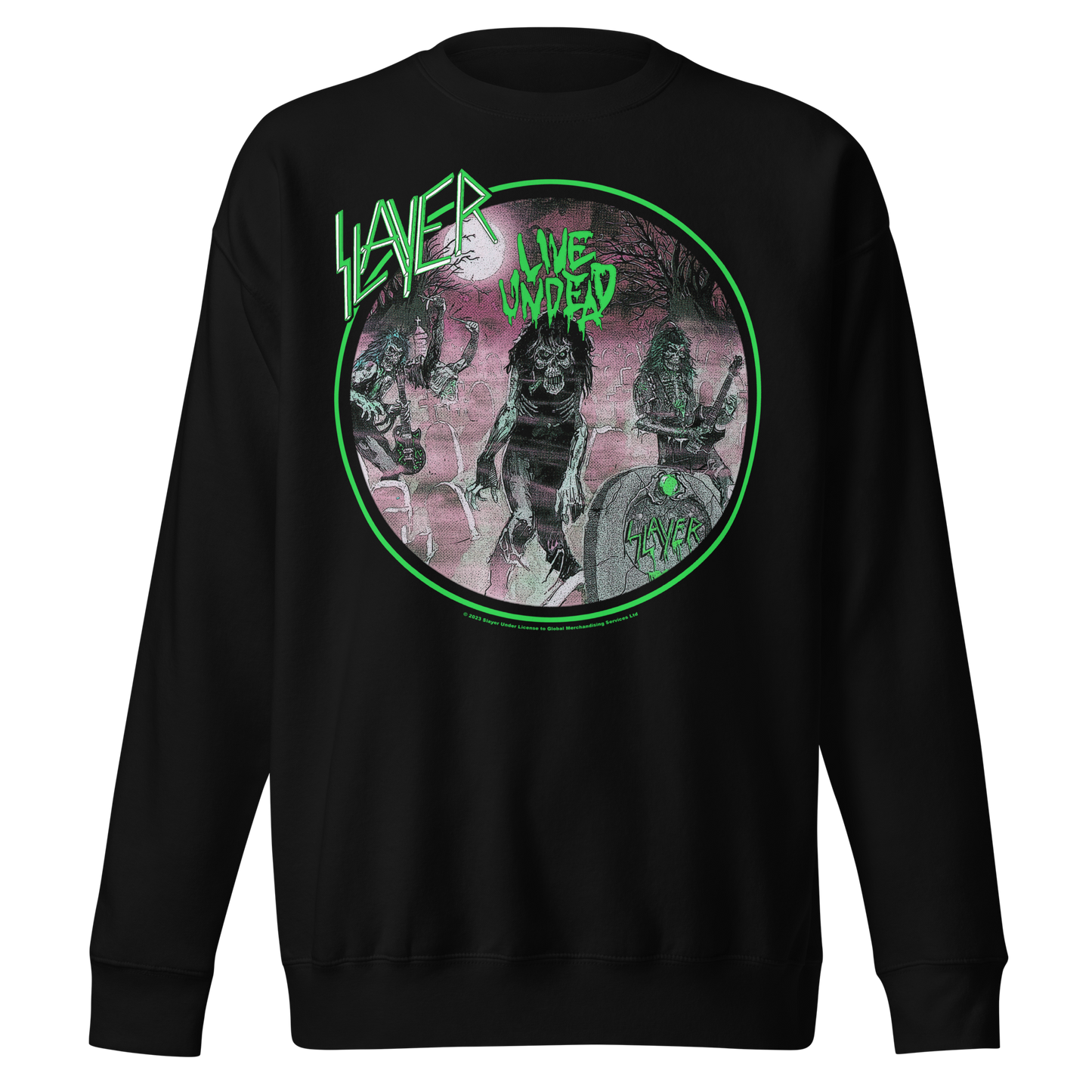 Slayer Neon Green Undead Jumbo Print Sweatshirt