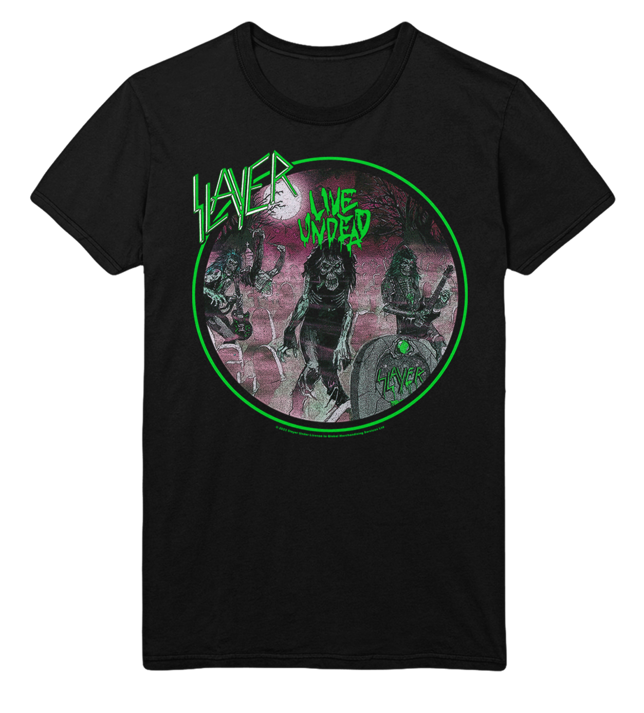 Slayer Neon Green Undead Jumbo Print Mens T Shirt