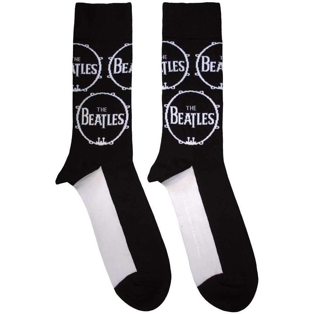 The Beatles Drum Logo Repeat Socks Black