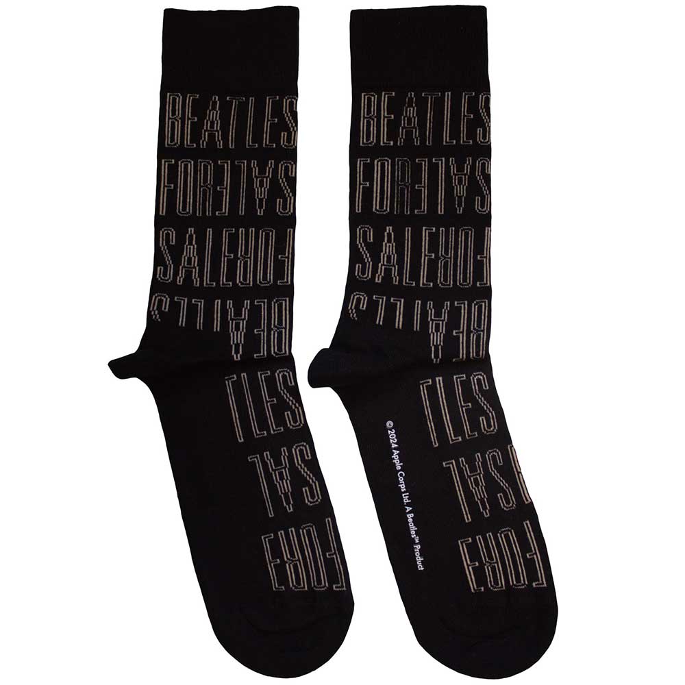 The Beatles For Sale Text Outlines Repeat Socks Black