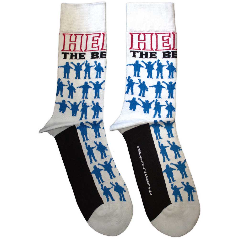 The Beatles Help Silhouettes Repeat Socks White