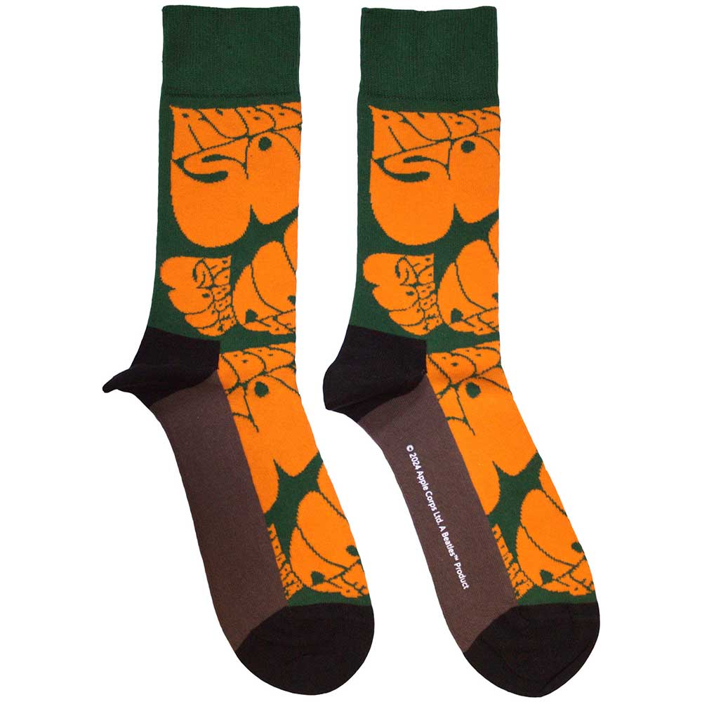 The Beatles Rubber Soul Text Repeat Socks Green