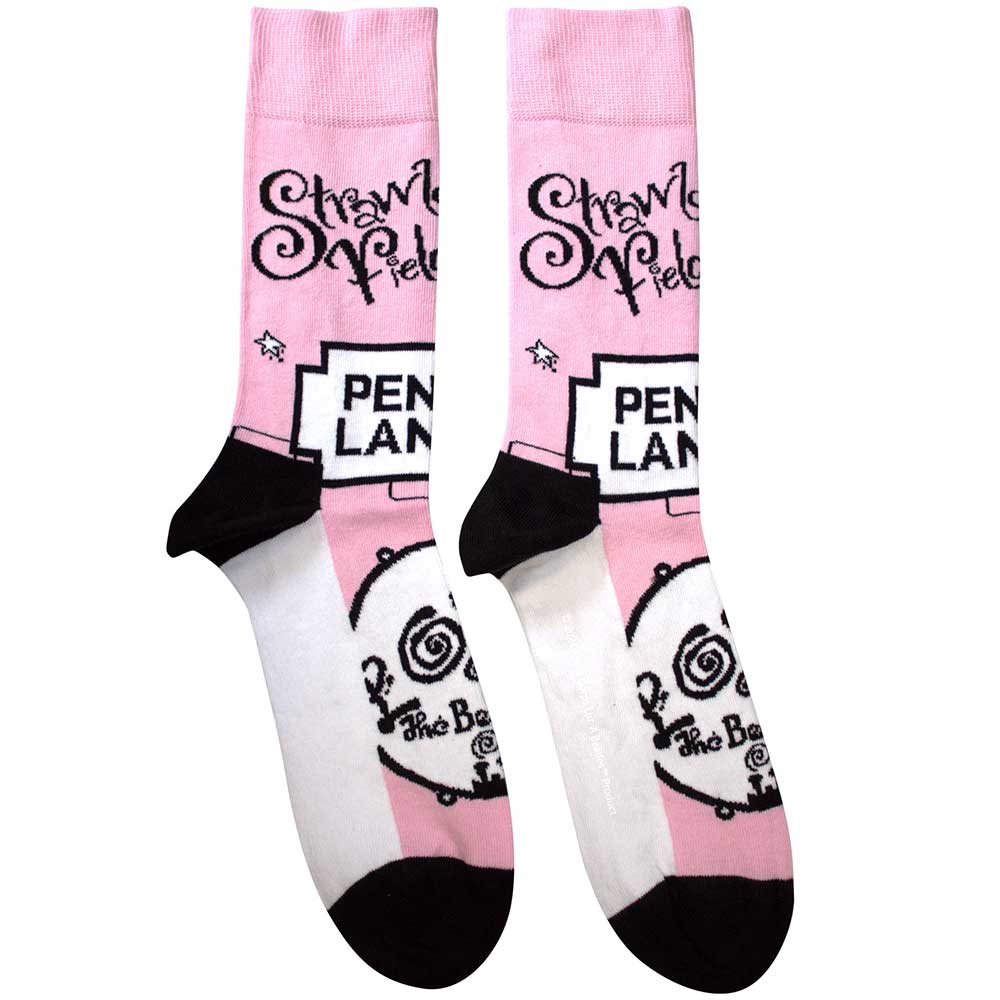The Beatles Strawberry Fields/Penny Lane Socks Pink