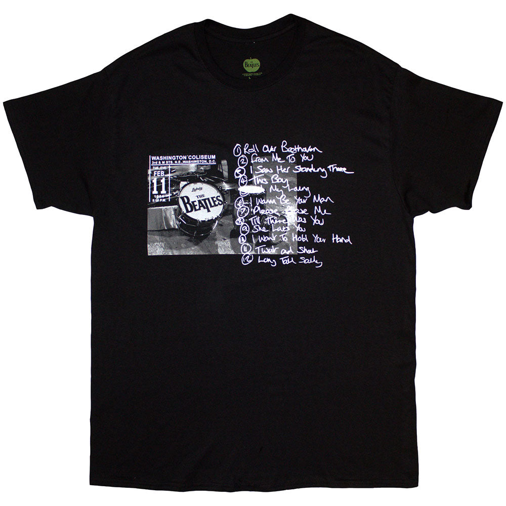 The Beatles Washington '64 Drum Photo & Setlist Mens T Shirt