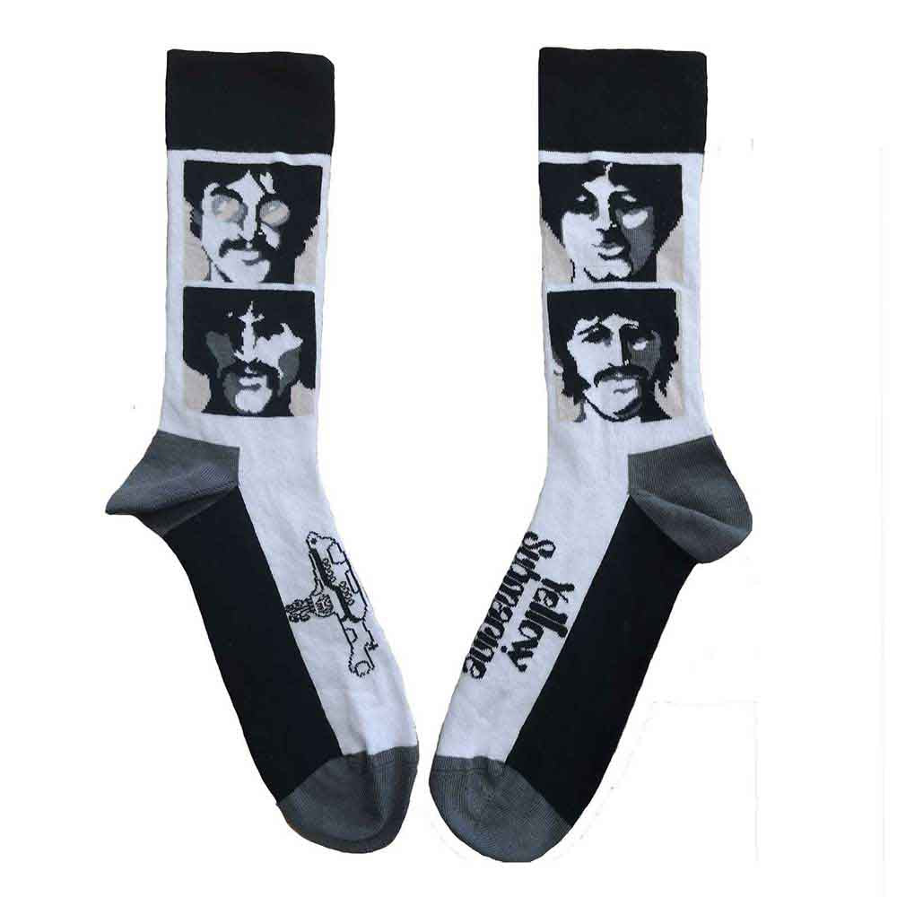 The Beatles Yellow Submarine Sea of Science Faces Mono Socks White