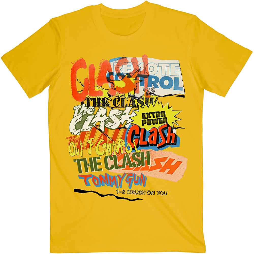 The Clash Singles Collage Text Mens T Shirt