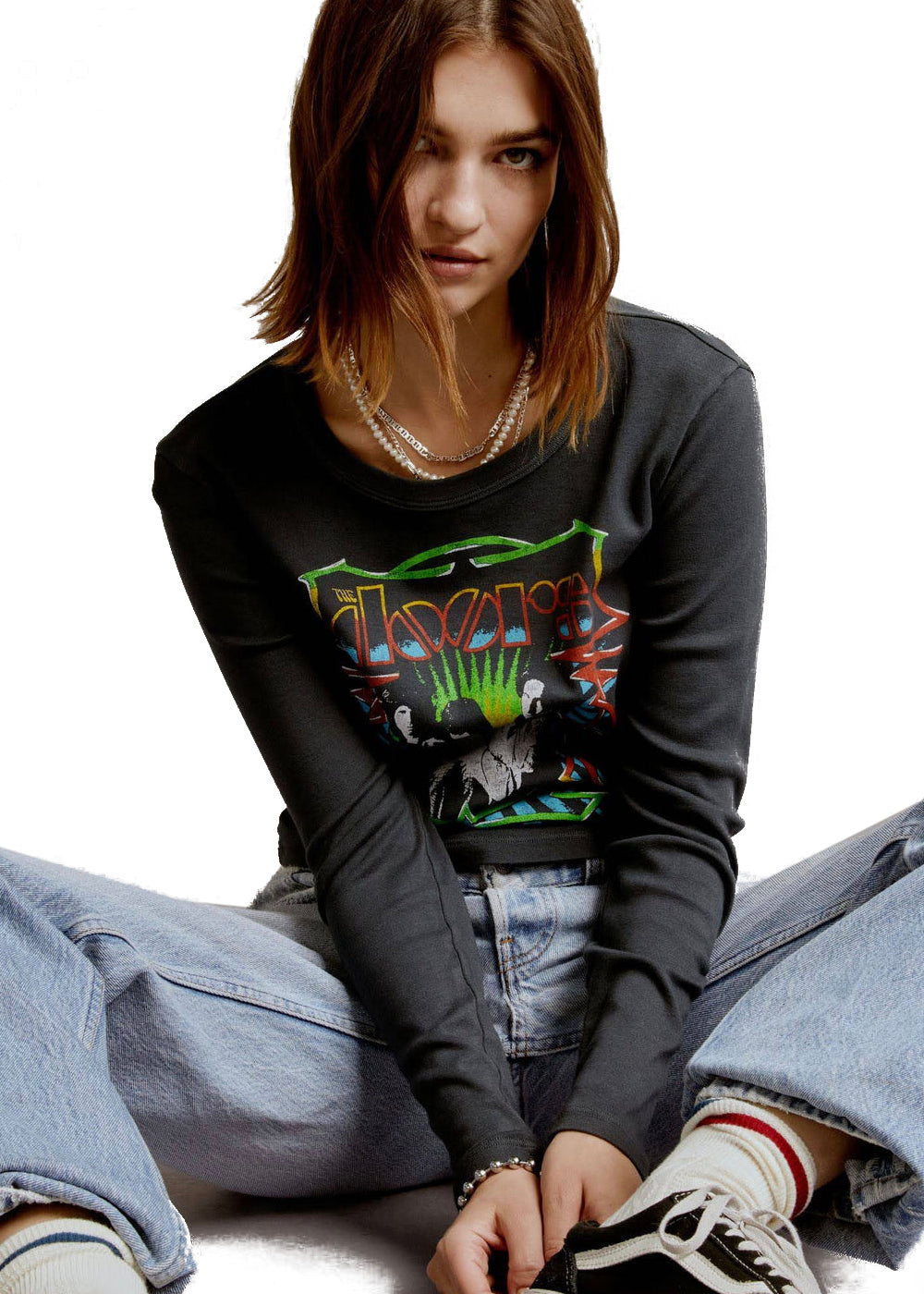 The Doors Cropped Womens Long Sleeve Band T Shirt by Daydreamer LA