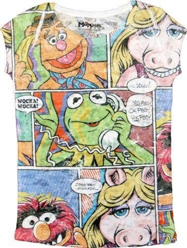 The Muppets Comics Squares White Sublimation Burnout T Shirt