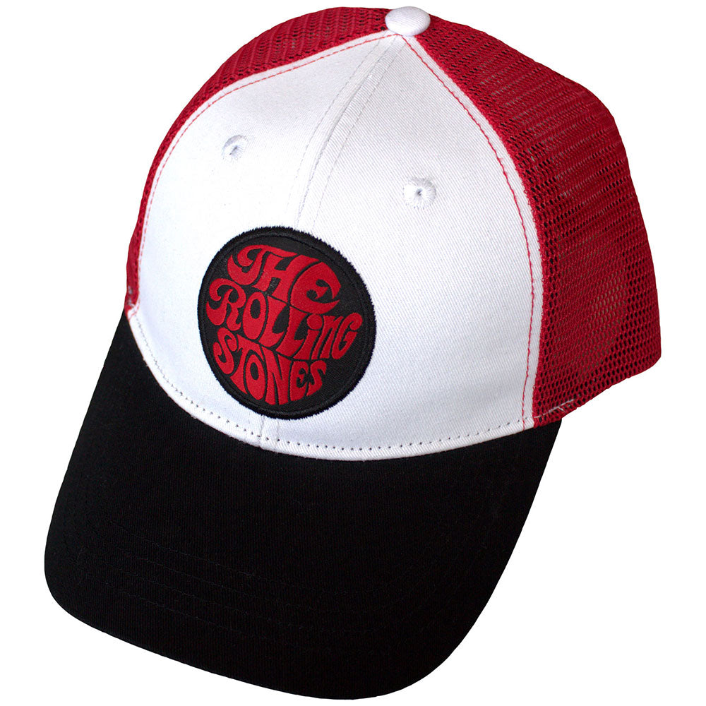The Rolling Stones 70s Logo Emblem Hat Black, Red, White
