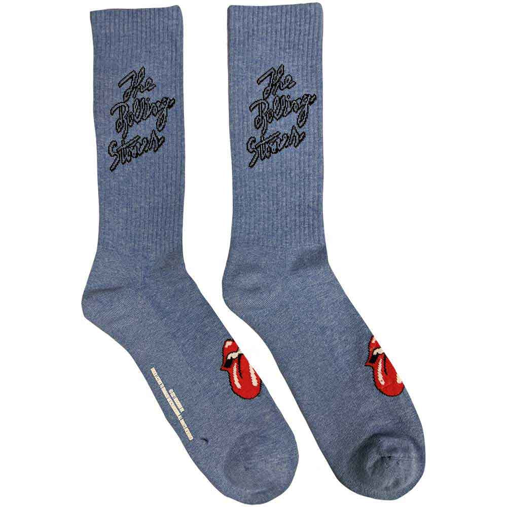 The Rolling Stones Script Logo Socks Blue