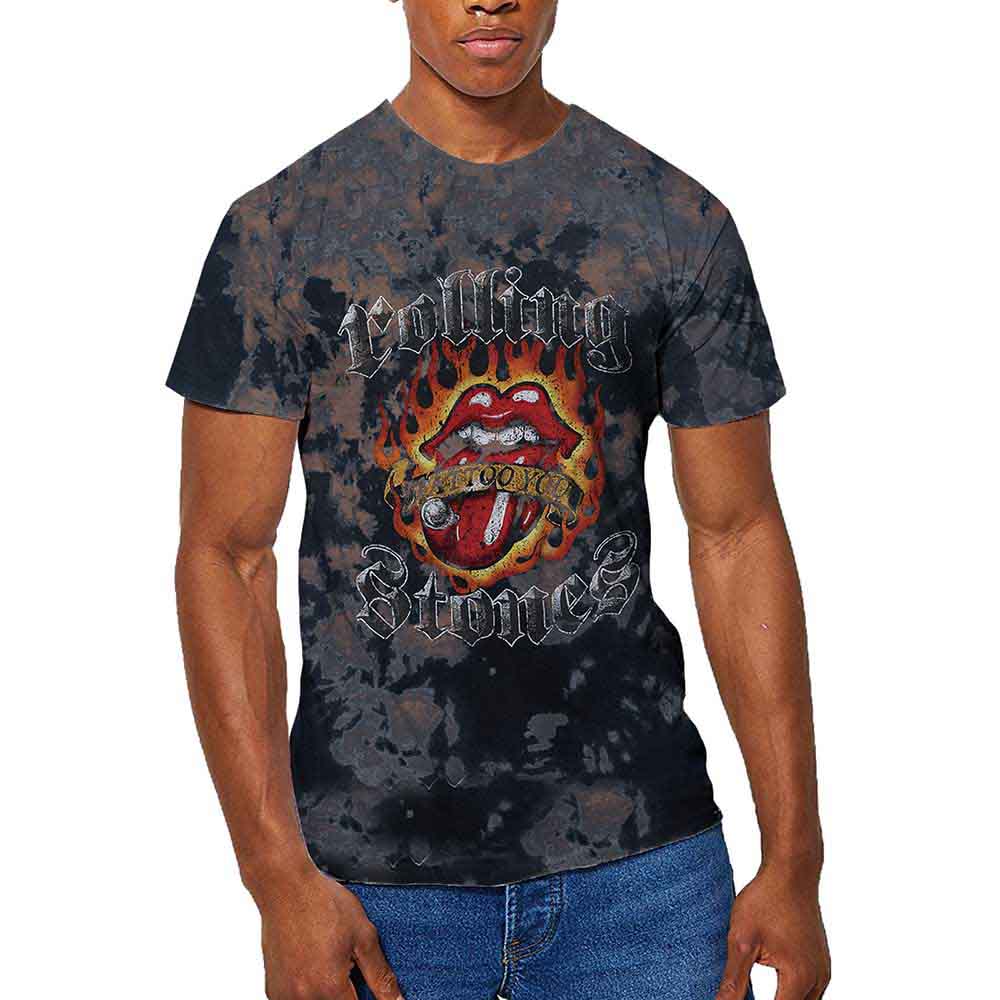 The Rolling Stones Tattoo Flames Mens T Shirt