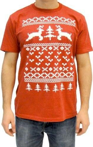 Two Prancing Reindeer XOXO Tree and Heart 8-Bit Design T Shirt
