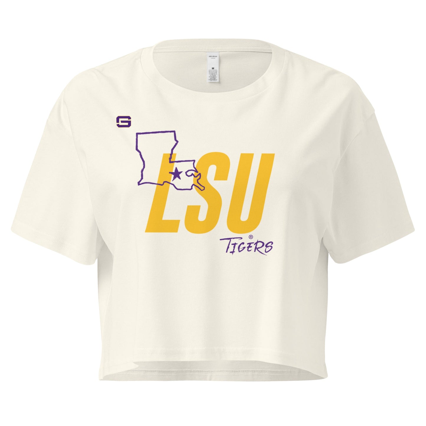 LSU Football State Womens Crop Top Shirt