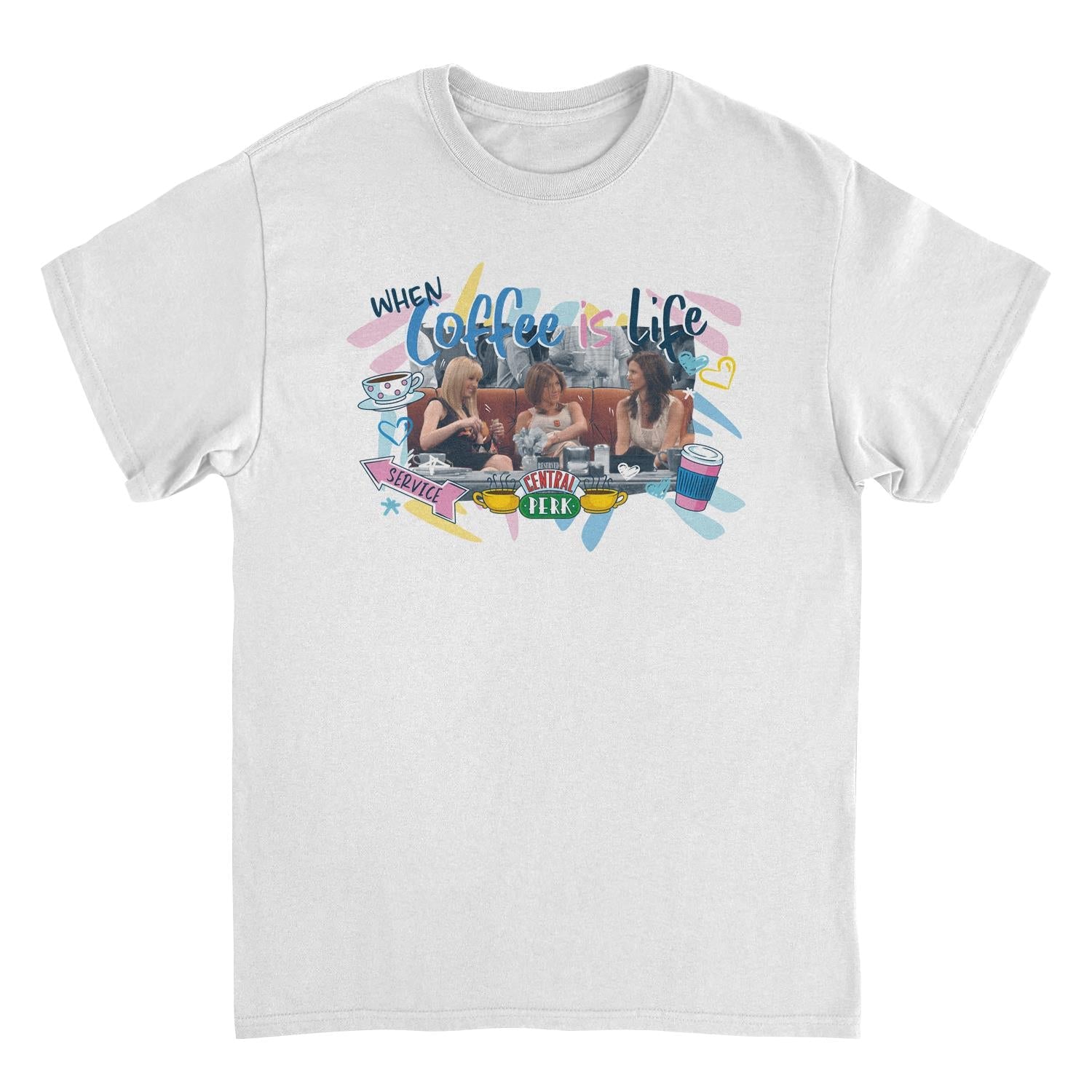 Friends Coffee Is Life White Mens T Shirt
