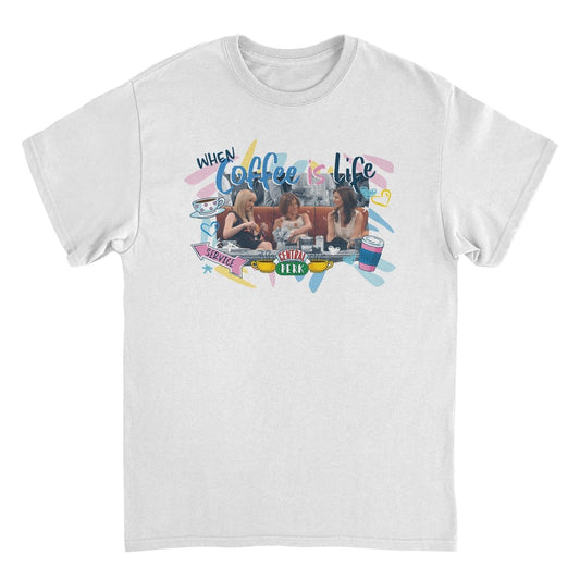 Friends Coffee Is Life White Mens T Shirt