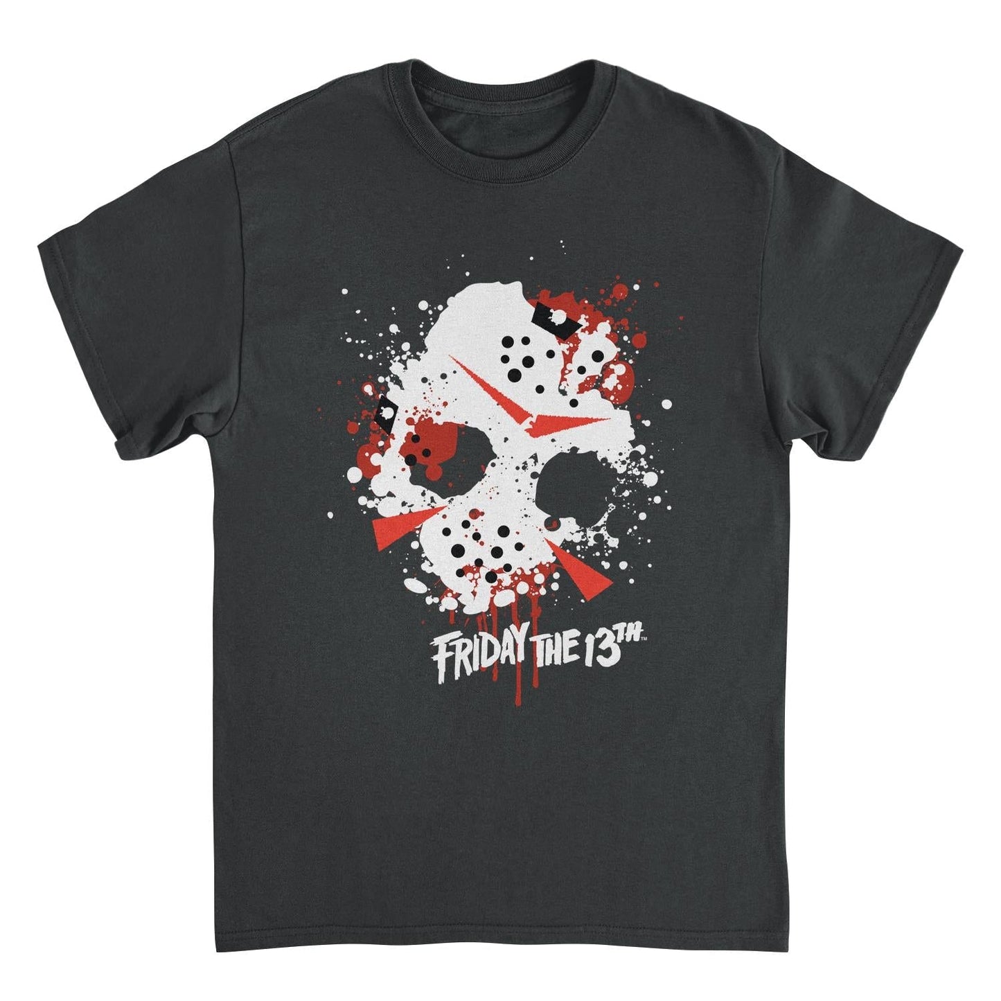 Friday the 13th Mask Splatter Black Mens T Shirt