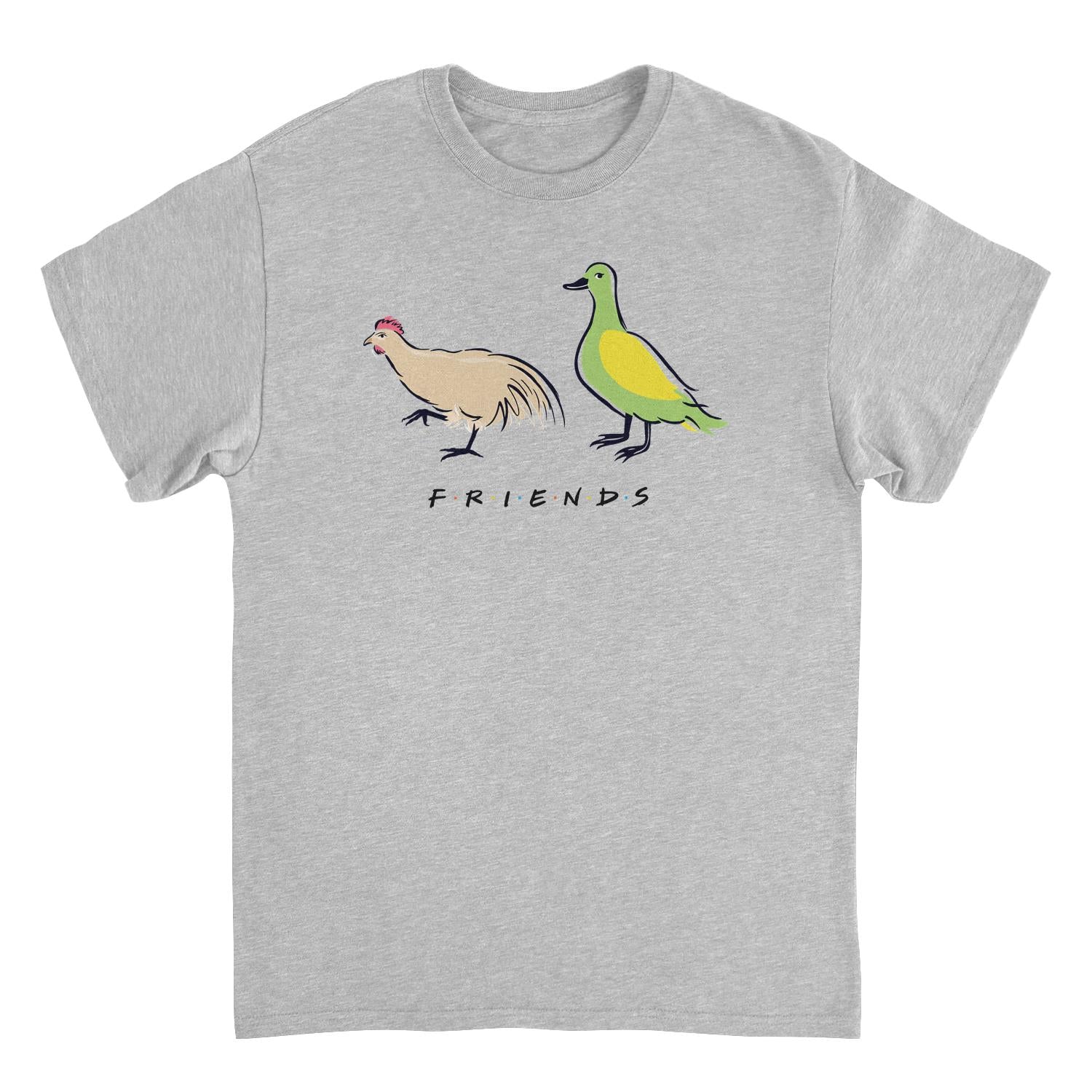 Friends Chicken and Duck Sport Grey Mens T Shirt