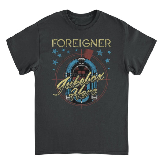 Foreigner Jukebox Here Black Mens T Shirt