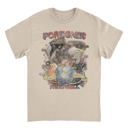 Foreigner Farewall Eagle Distress Sand Mens T Shirt