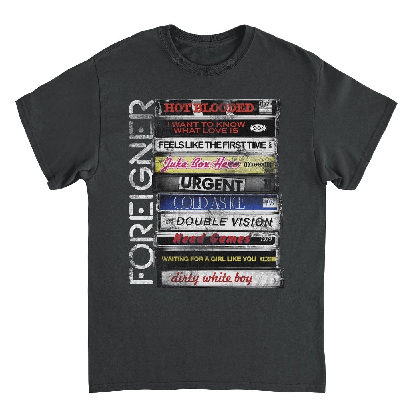 Foreigner Stacked Tapes Black Mens T Shirt